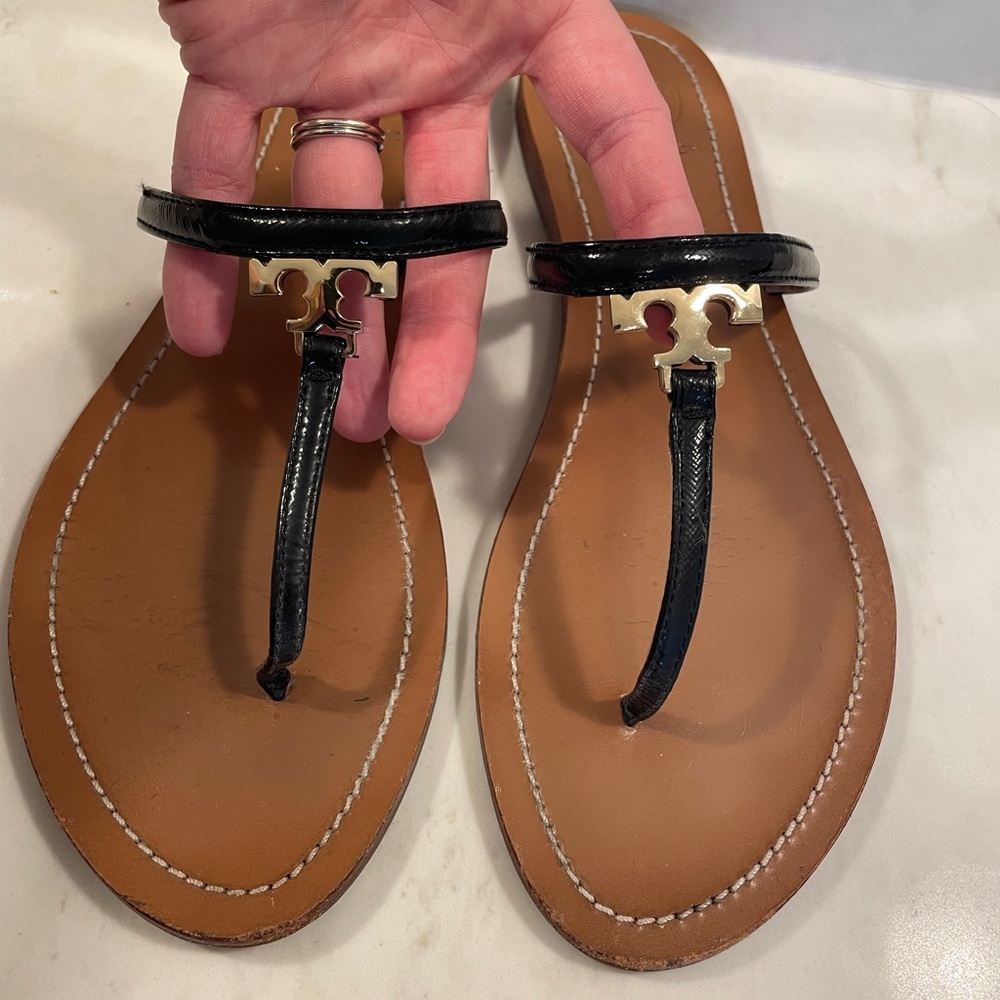 Tory Burch Black and Tan Sandals